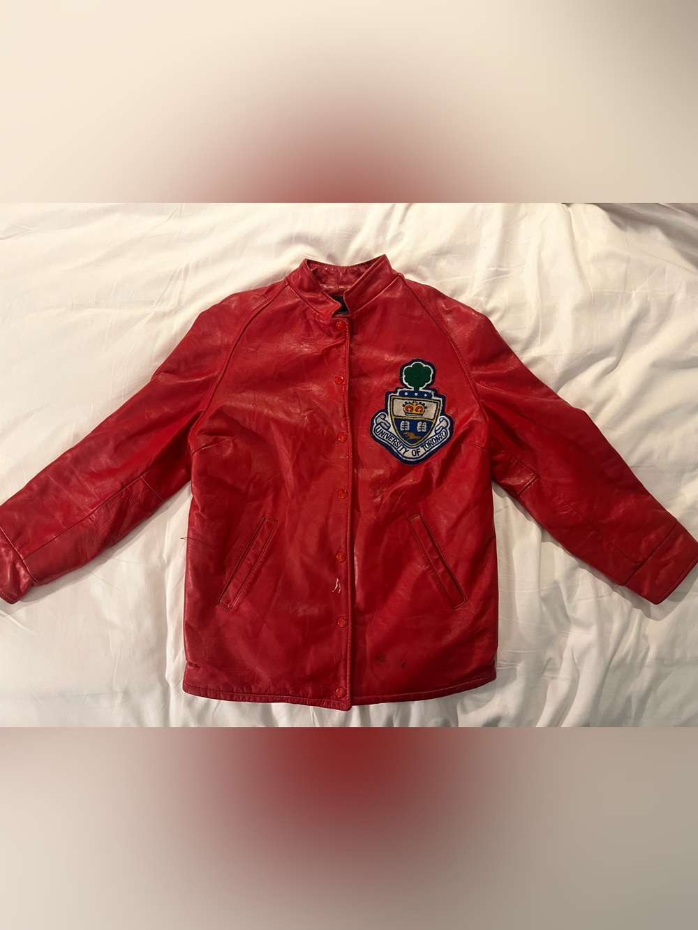 Vintage 70s/80s Red Leather University of Toronto Jacket